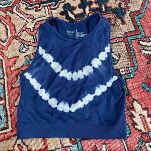 High neck sports bra size S blue tie-dye